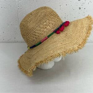 Caslon Rainbow Pom Tassel Straw Sun Hat
